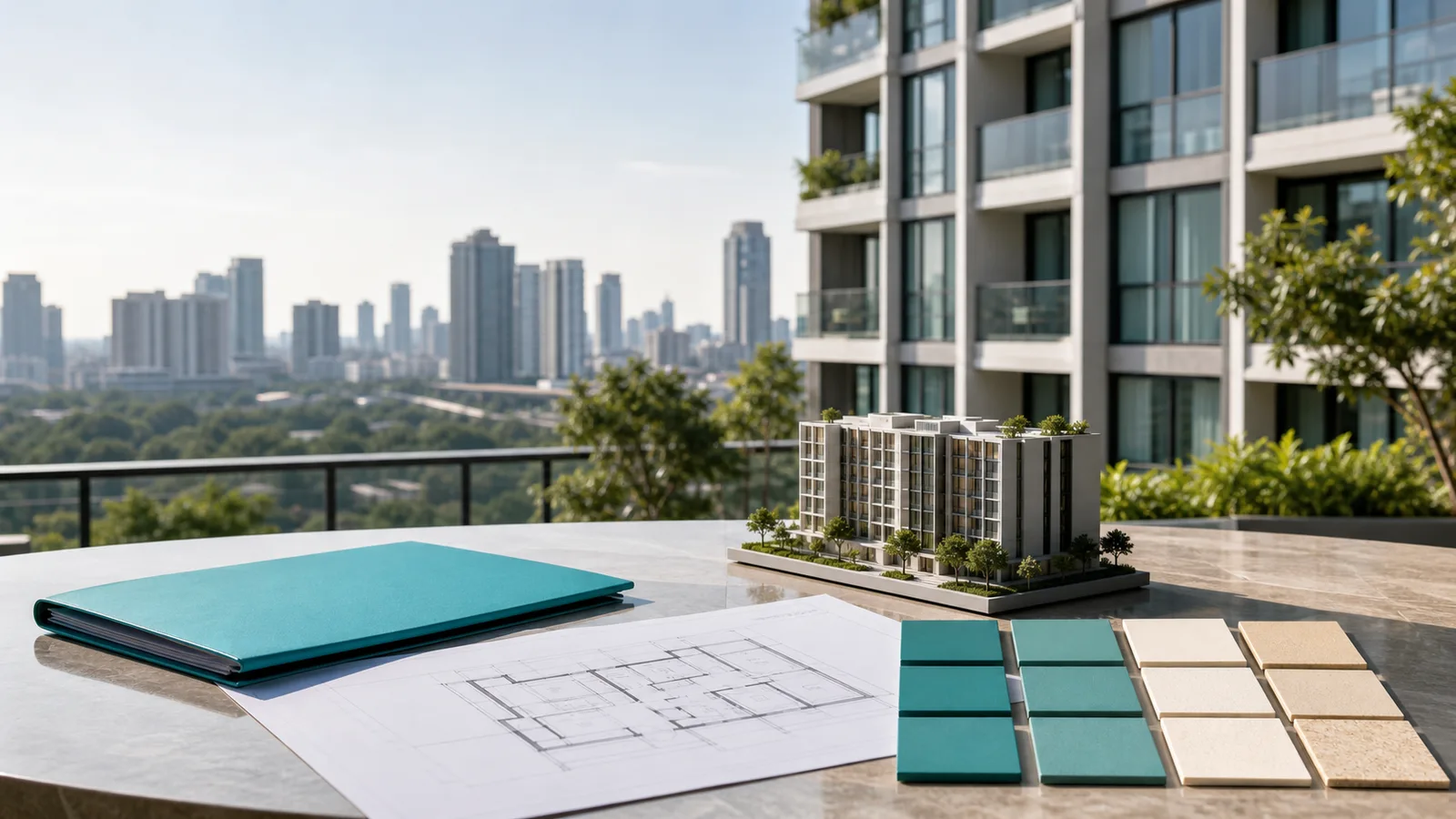 Bangkok condominium model, floor plan, and teal ownership samples illustrating Thailand's foreign condo quota