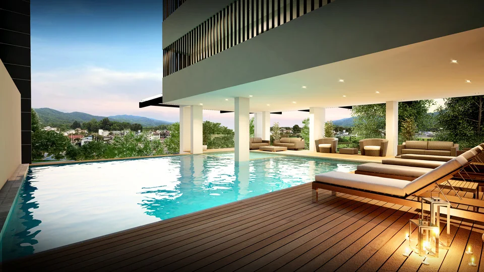 Utopia Central: Piscine et plage aménagée